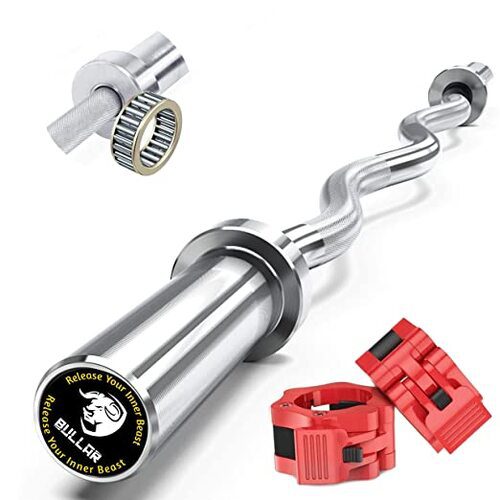 4 Ft Curl Olympic Barbell Rod with Clamps for Weightlifting