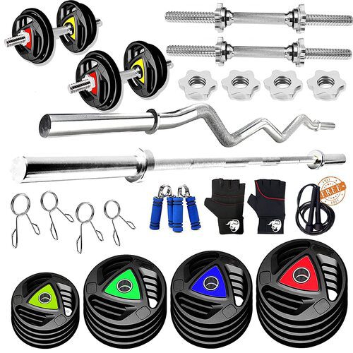 Professional Home Gym Combo Set with Rubber Weight Plates for Workout