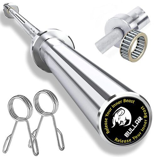 7 Ft Olympic Barbell Rod with Spring Lock for Weightlifting, Powerlifting & Crossfit
